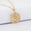Online HappyBulle Pendentif personnalisé médaille gravée plaqué or texturée rose scintillante 19 mm