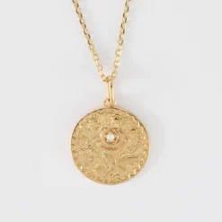 Online HappyBulle Pendentif personnalisé médaille gravée plaqué or texturée rose scintillante 19 mm
