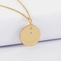 Online HappyBulle Pendentif personnalisé médaille gravée plaqué or texturée rose scintillante 19 mm