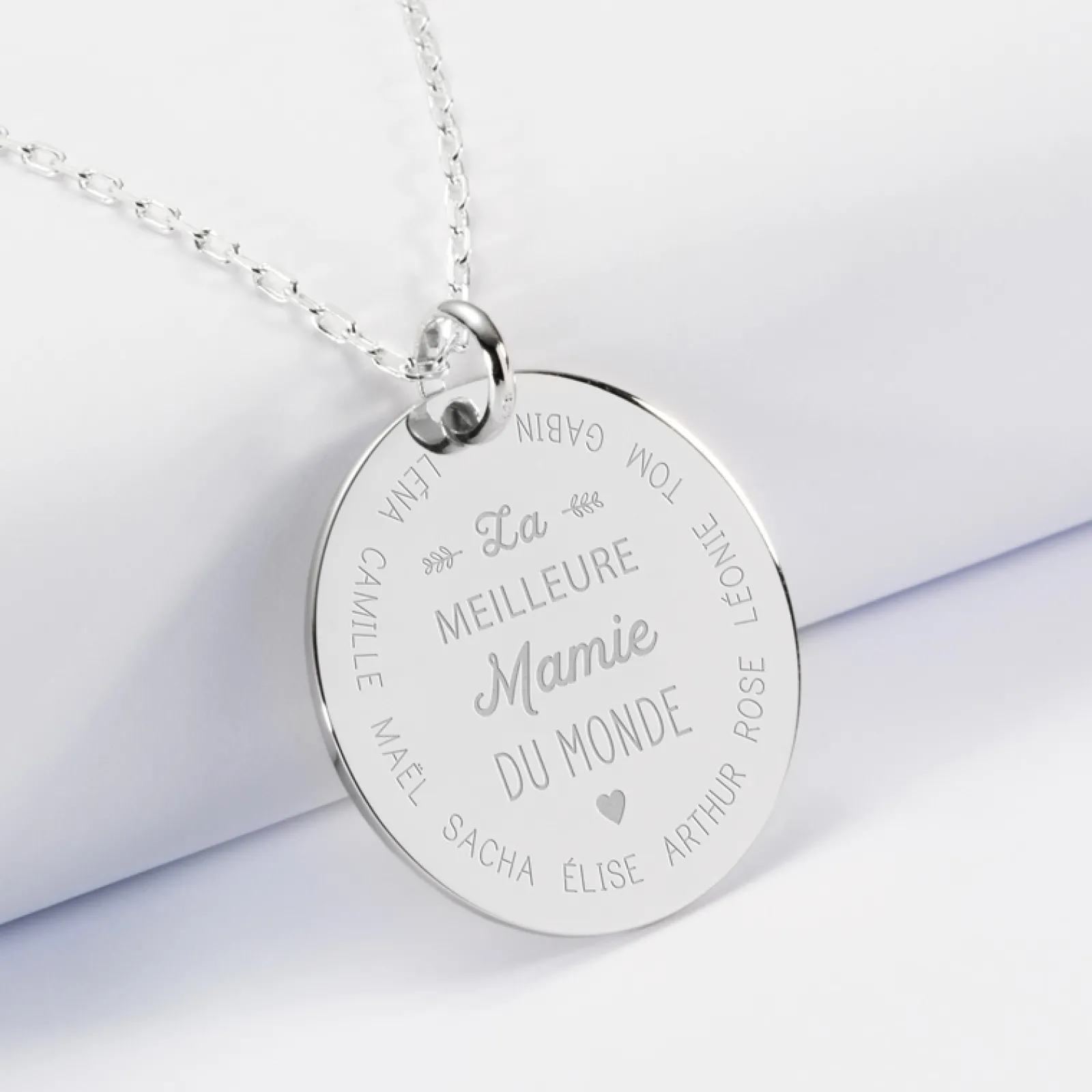 Hot HappyBulle Pendentif personnalisé médaille gravée argent 27 mm "La meilleure Mamie" Argent rhodié 925