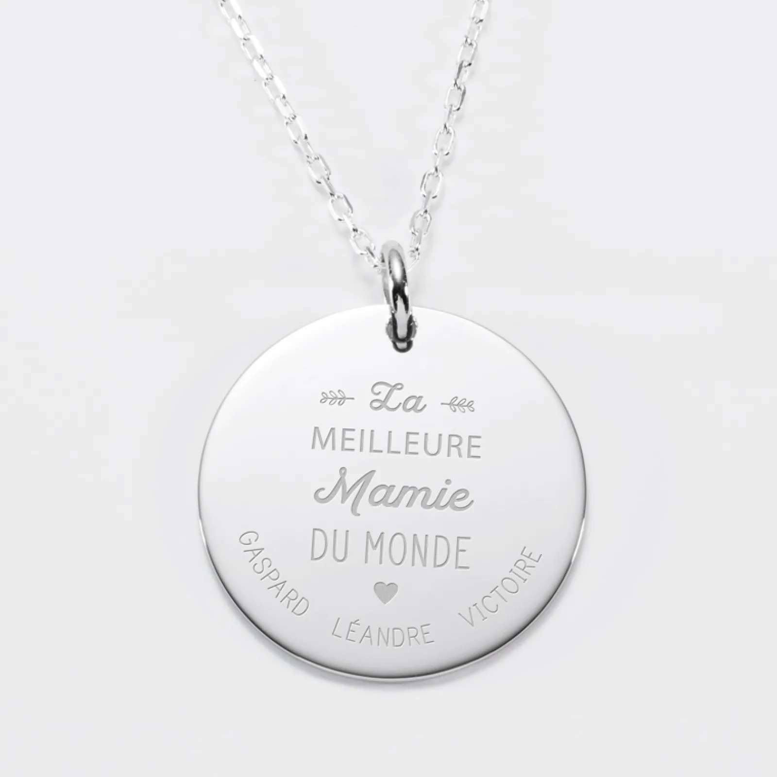 Hot HappyBulle Pendentif personnalisé médaille gravée argent 27 mm "La meilleure Mamie" Argent rhodié 925