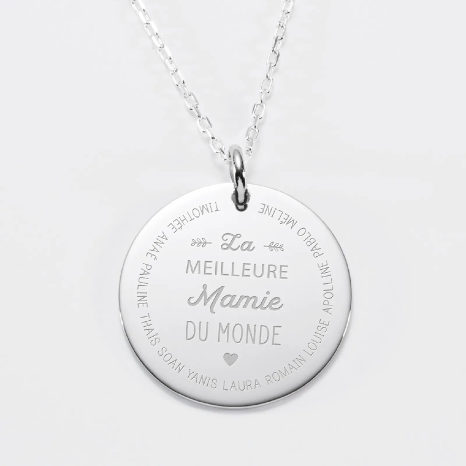Hot HappyBulle Pendentif personnalisé médaille gravée argent 27 mm "La meilleure Mamie" Argent rhodié 925
