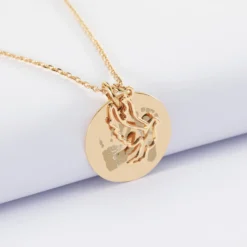 Hot HappyBulle Pendentif personnalisé médaille gravée plaqué or 19 mm et breloque colombe 18 mm Plaqué or 18k