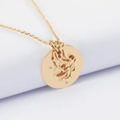 Hot HappyBulle Pendentif personnalisé médaille gravée plaqué or 19 mm et breloque colombe 18 mm Plaqué or 18k