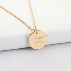 Clearance HappyBulle Pendentif personnalisé médaille contour scintillant gravée plaqué or 16 mm Plaqué or 18k