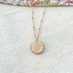 Clearance HappyBulle Pendentif personnalisé médaille contour scintillant gravée plaqué or 16 mm Plaqué or 18k