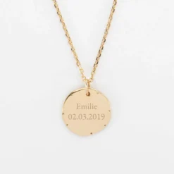 Clearance HappyBulle Pendentif personnalisé médaille contour scintillant gravée plaqué or 16 mm Plaqué or 18k