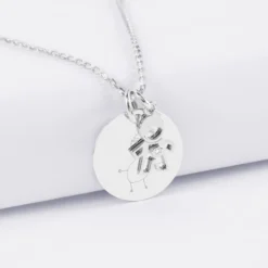 Clearance HappyBulle Pendentif personnalisé médaille gravée argent 19 mm et breloque petit garçon zircon 12 mm Argent rhodié 925