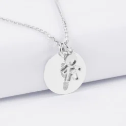 Clearance HappyBulle Pendentif personnalisé médaille gravée argent 19 mm et breloque petit garçon zircon 12 mm Argent rhodié 925