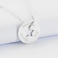HappyBulle Pendentif personnalisé médaille gravée argent cible étoile 21 mm Argent rhodié 925