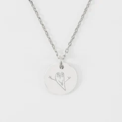 Outlet HappyBulle Pendentif personnalisé médaille martelée gravée argent 15 mm Argent rhodié 925