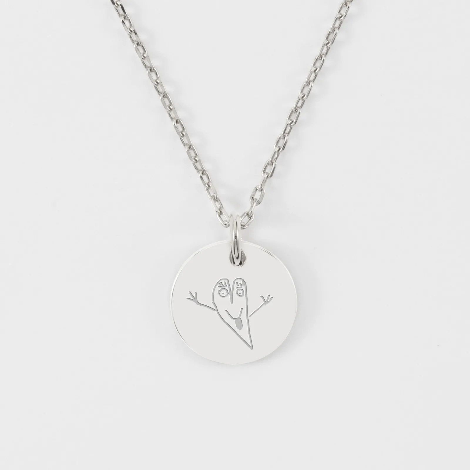 Outlet HappyBulle Pendentif personnalisé médaille martelée gravée argent 15 mm Argent rhodié 925