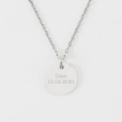 Outlet HappyBulle Pendentif personnalisé médaille martelée gravée argent 15 mm Argent rhodié 925