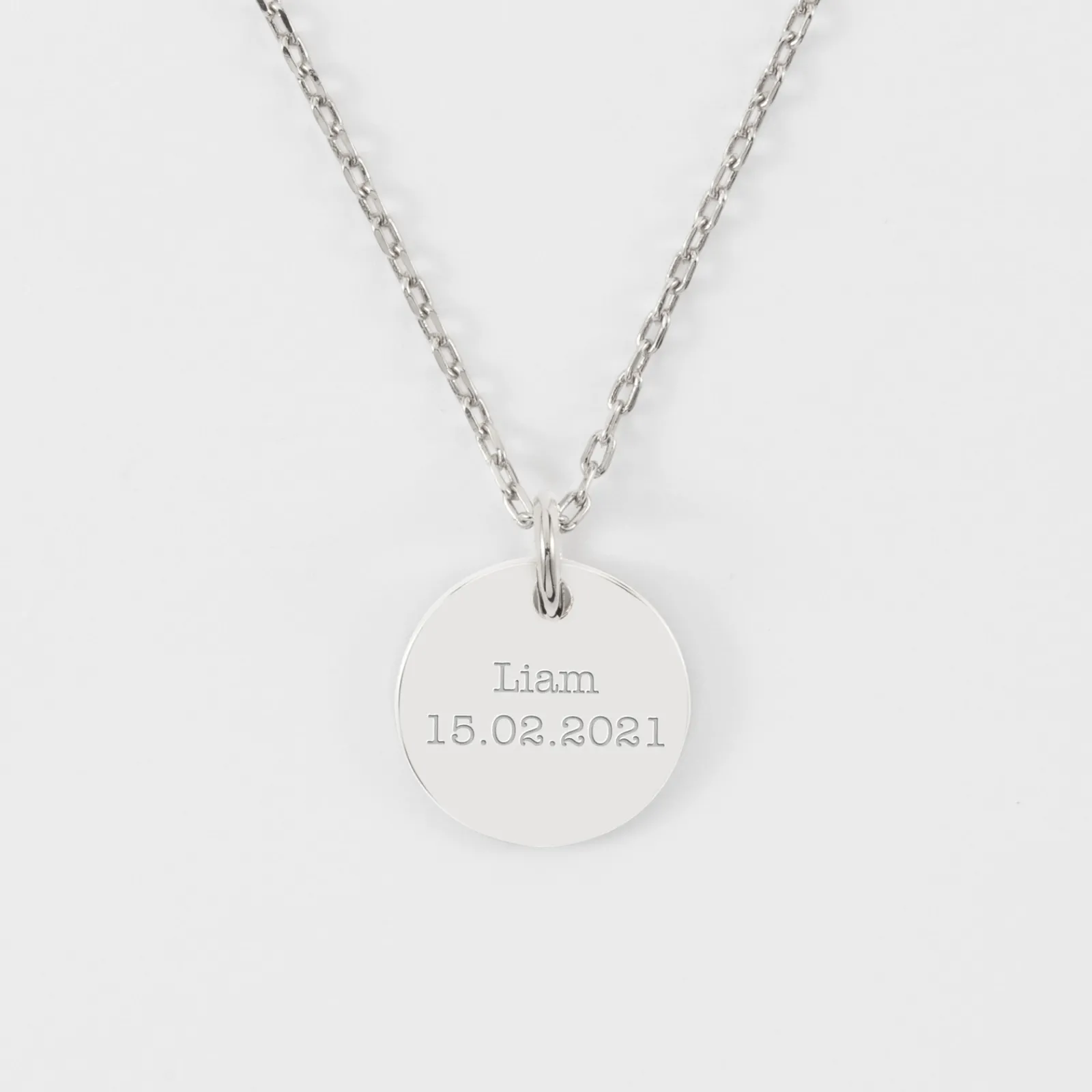 Outlet HappyBulle Pendentif personnalisé médaille martelée gravée argent 15 mm Argent rhodié 925