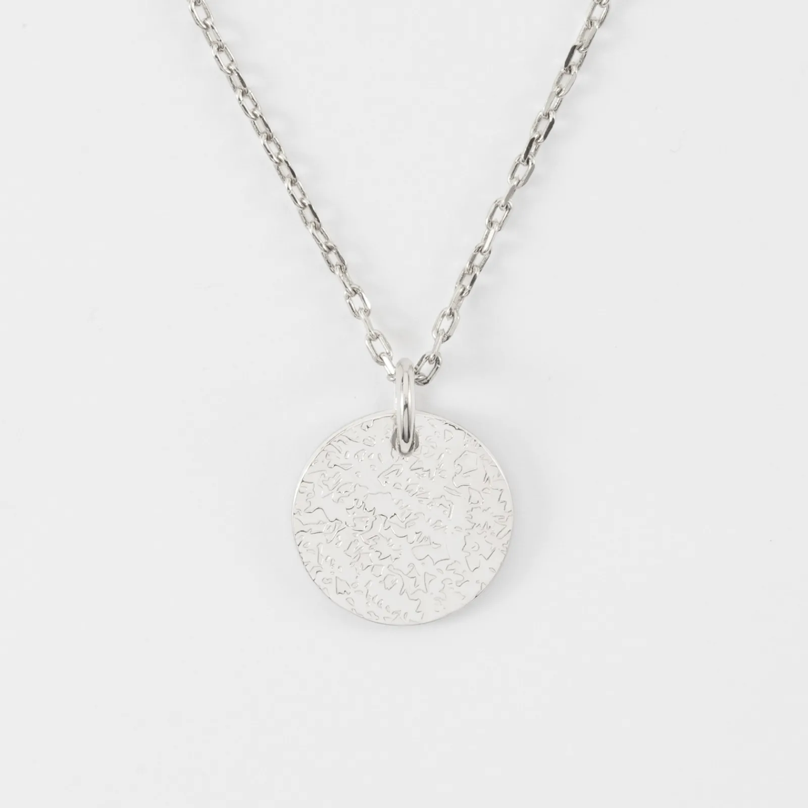 Outlet HappyBulle Pendentif personnalisé médaille martelée gravée argent 15 mm Argent rhodié 925