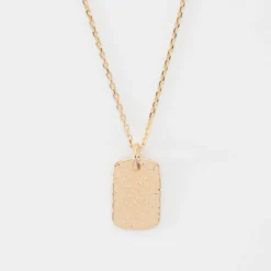 Best HappyBulle Pendentif personnalisé médaille gravée martelée plaqué or rectangle 17x11 mm Plaqué or 18k
