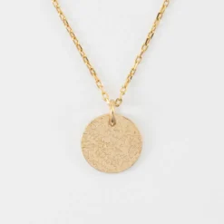Online HappyBulle Pendentif personnalisé médaille martelée gravée plaqué or 15 mm Plaqué or 18k