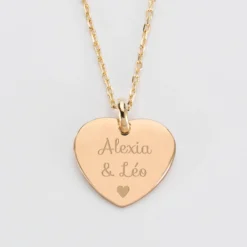 Hot HappyBulle Pendentif personnalisé médaille gravée plaqué or coeur bombé 21x20 mm Plaqué or 18k