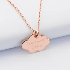 Clearance HappyBulle Pendentif personnalisé médaille gravée plaqué or rose nuage 20x14 mm Plaqué or rose 18k