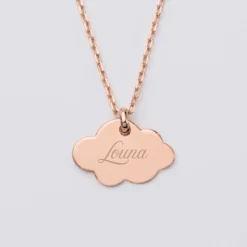 Clearance HappyBulle Pendentif personnalisé médaille gravée plaqué or rose nuage 20x14 mm Plaqué or rose 18k