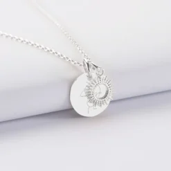 Hot HappyBulle Pendentif personnalisé médaille gravée argent 15 mm et breloque soleil 10 mm
