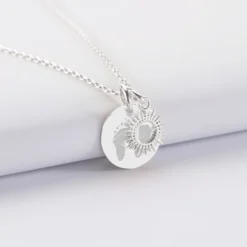 Hot HappyBulle Pendentif personnalisé médaille gravée argent 15 mm et breloque soleil 10 mm