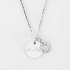 Hot HappyBulle Pendentif personnalisé médaille gravée argent 15 mm et breloque soleil 10 mm