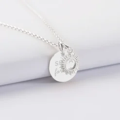 Hot HappyBulle Pendentif personnalisé médaille gravée argent 15 mm et breloque soleil 10 mm