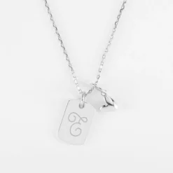 Sale HappyBulle Pendentif personnalisé médaille gravée argent rectangle 17x11 mm et breloque petit coeur bombé 7 mm - x Atelier Wagram Argent rhodié 925