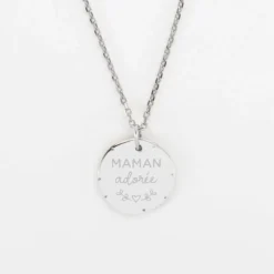 Best HappyBulle Pendentif personnalisé médaille contour scintillant gravée argent 16 mm Argent rhodié 925