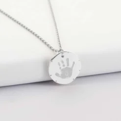 Best HappyBulle Pendentif personnalisé médaille contour scintillant gravée argent 16 mm Argent rhodié 925