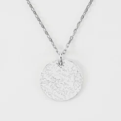 Sale HappyBulle Pendentif personnalisé médaille martelée gravée argent 19 mm Argent rhodié 925