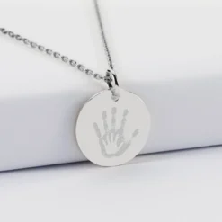 Sale HappyBulle Pendentif personnalisé médaille martelée gravée argent 19 mm Argent rhodié 925