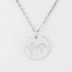 Sale HappyBulle Pendentif personnalisé médaille martelée gravée argent 19 mm Argent rhodié 925