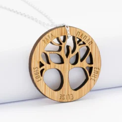 New HappyBulle Pendentif personnalisé médaille gravée arbre de vie 35 mm Bois