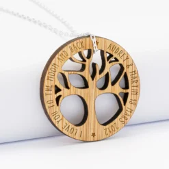 New HappyBulle Pendentif personnalisé médaille gravée arbre de vie 35 mm Bois