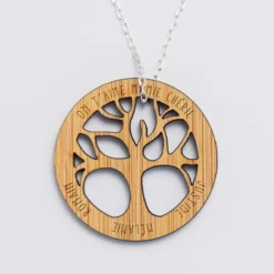 New HappyBulle Pendentif personnalisé médaille gravée arbre de vie 35 mm Bois