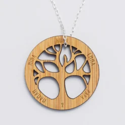 New HappyBulle Pendentif personnalisé médaille gravée arbre de vie 35 mm Bois