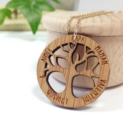 New HappyBulle Pendentif personnalisé médaille gravée arbre de vie 35 mm Bois