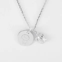 Sale HappyBulle Pendentif personnalisé médaille gravée argent 15 mm et breloque(s) summer - à composer Argent rhodié 925