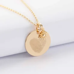 Outlet HappyBulle Pendentif personnalisé médaille gravée plaqué or 19 mm et breloque étoile brillante 6 mm Plaqué or 18k