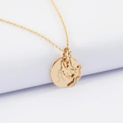 Online HappyBulle Pendentif personnalisé médaille gravée plaqué or 15 mm et breloque colombe 18 mm Plaqué or 18k
