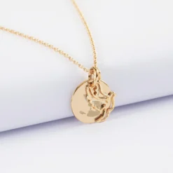 Online HappyBulle Pendentif personnalisé médaille gravée plaqué or 15 mm et breloque colombe 18 mm Plaqué or 18k