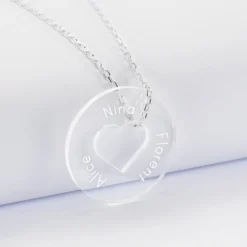 Outlet HappyBulle Pendentif personnalisé médaille gravée acrylique cible coeur 28 mm