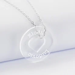 Outlet HappyBulle Pendentif personnalisé médaille gravée acrylique cible coeur 28 mm