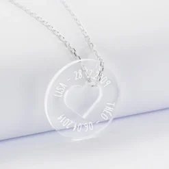 Outlet HappyBulle Pendentif personnalisé médaille gravée acrylique cible coeur 28 mm