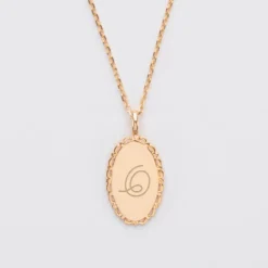 Clearance HappyBulle Pendentif personnalisé médaille vintage ovale dentelée gravée plaqué or 20x13 mm Plaqué or 18k