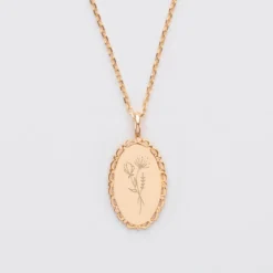 Clearance HappyBulle Pendentif personnalisé médaille vintage ovale dentelée gravée plaqué or 20x13 mm Plaqué or 18k