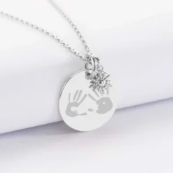 Outlet HappyBulle Pendentif personnalisé médaille gravée argent 19 mm et breloque étoile brillante 6 mm Argent rhodié 925
