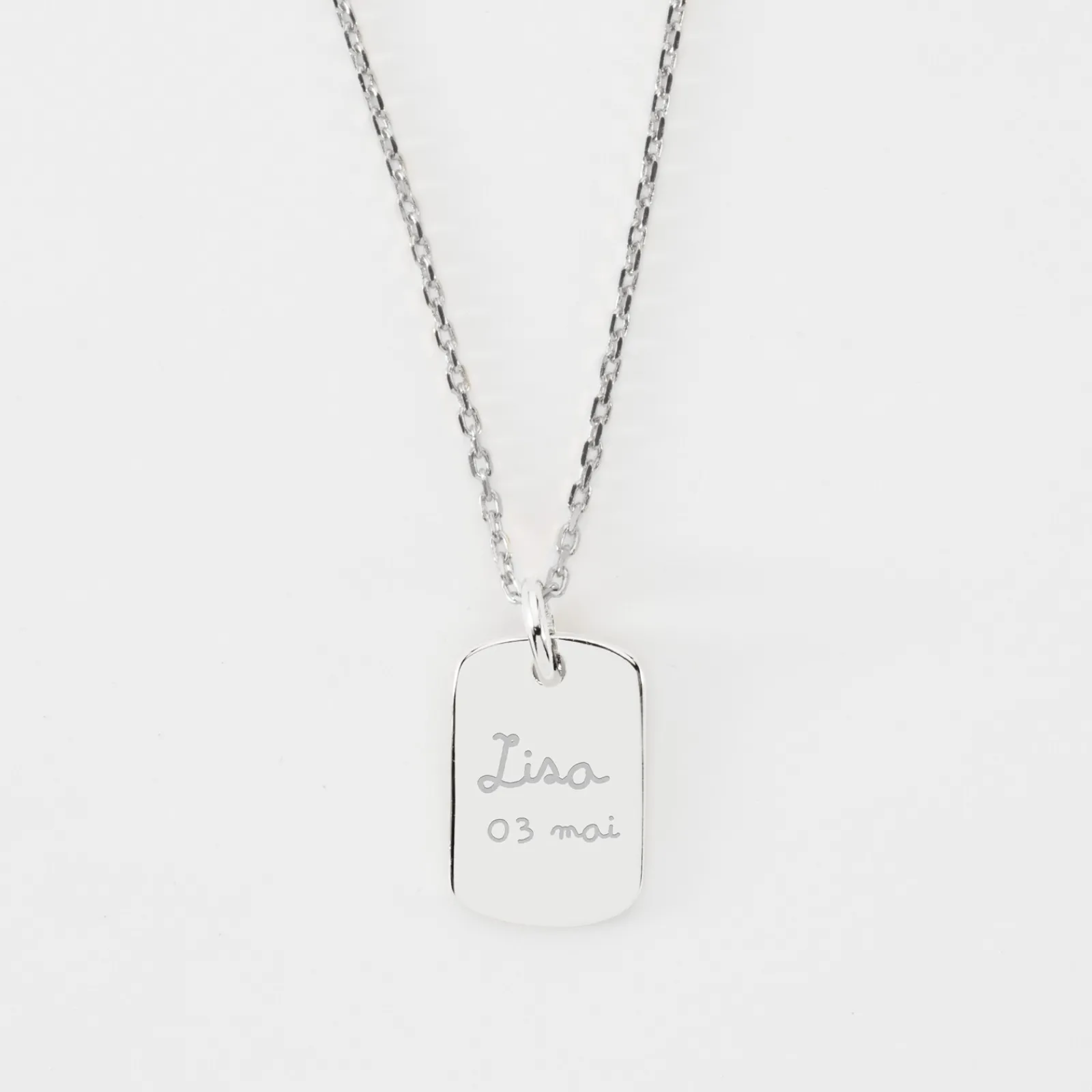 Outlet HappyBulle Pendentif personnalisé médaille gravée argent rectangle 17x11 mm Argent rhodié 925